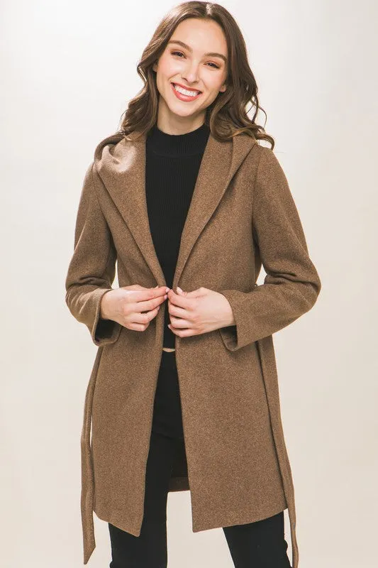 Lonnie JQ Fleece Belted Hoodie Coat S-XL