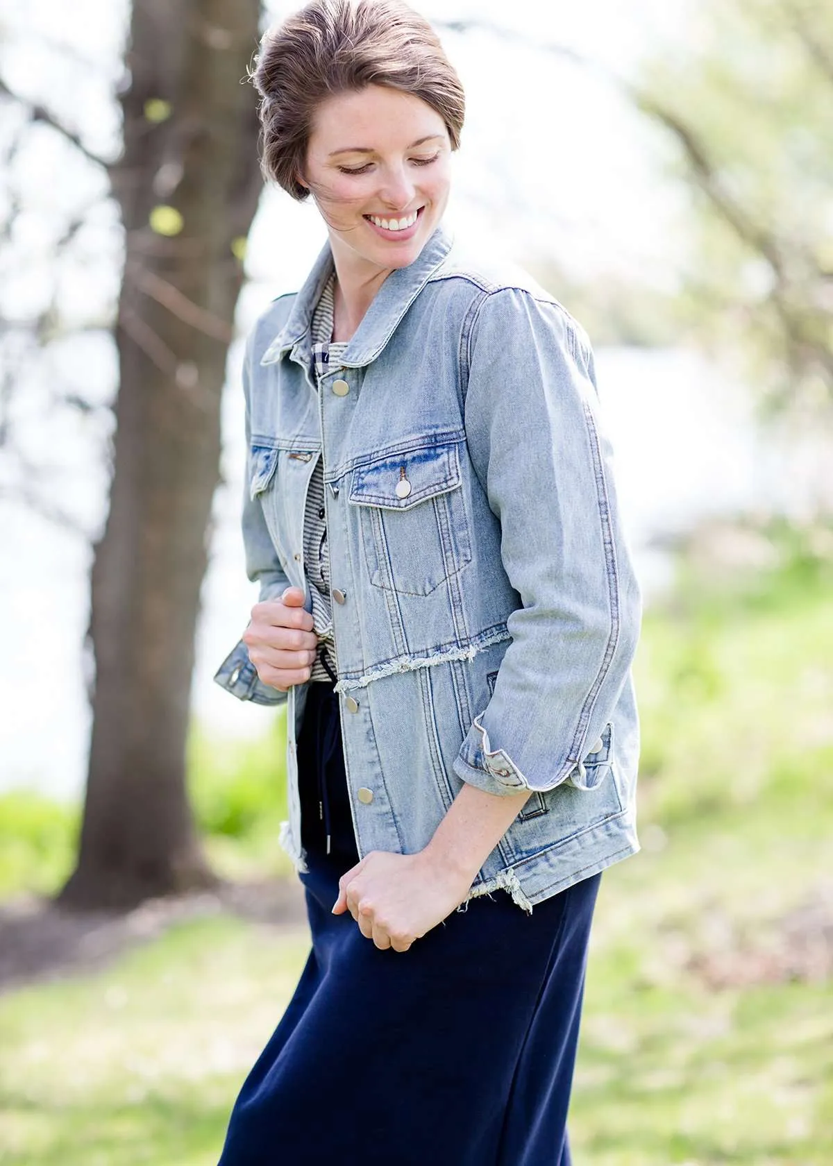 Loose Fit Distressed Denim Jacket - FINAL SALE