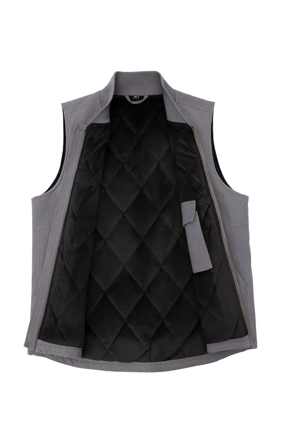 Men's Arctic Quilted Lined Washed Rugged Duck Canvas Work Vest,Zip Up