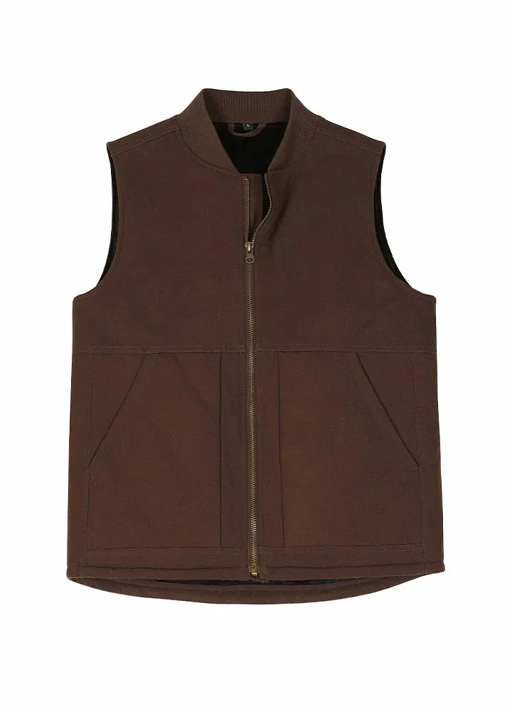 Men's Arctic Quilted Lined Washed Rugged Duck Canvas Work Vest,Zip Up
