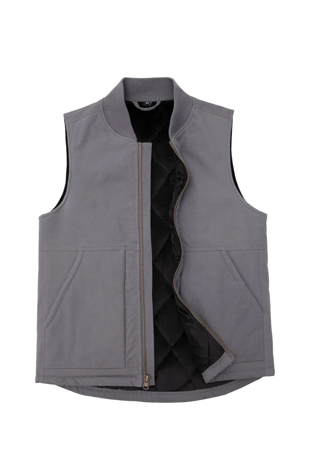 Men's Arctic Quilted Lined Washed Rugged Duck Canvas Work Vest,Zip Up
