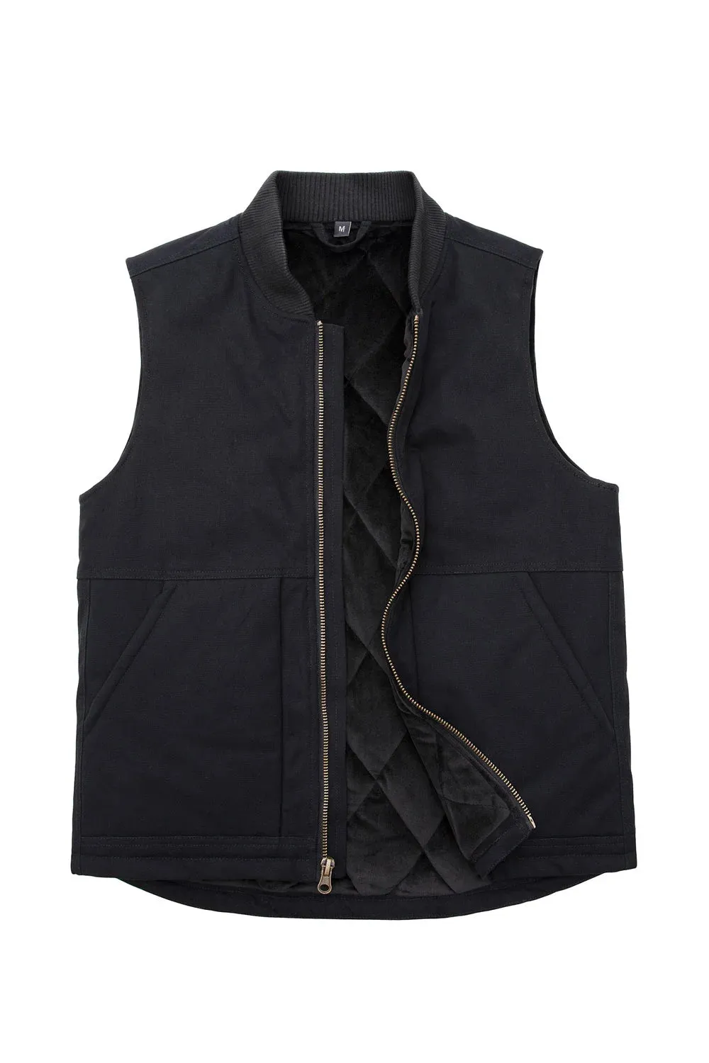 Men's Arctic Quilted Lined Washed Rugged Duck Canvas Work Vest,Zip Up