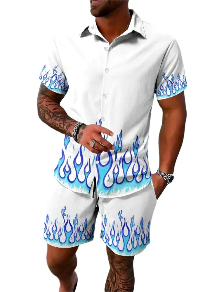 Men's Summer Hawaiian Shirt & Shorts Set – Stylish Short-Sleeve Casual Outfit for Beach Vacations