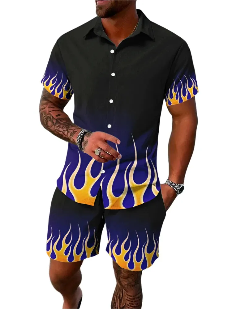 Men's Summer Hawaiian Shirt & Shorts Set – Stylish Short-Sleeve Casual Outfit for Beach Vacations