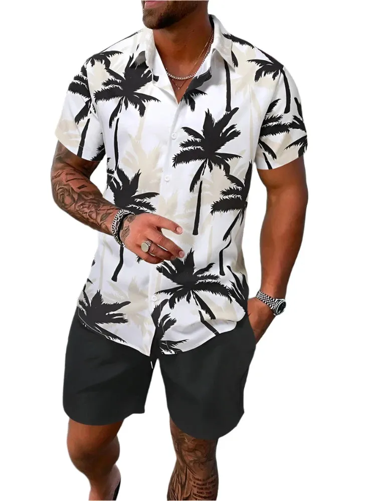 Men's Summer Hawaiian Shirt & Shorts Set – Stylish Short-Sleeve Casual Outfit for Beach Vacations