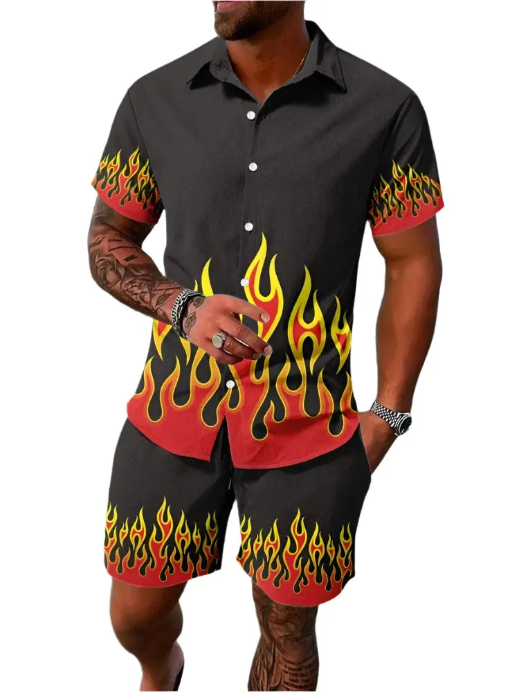Men's Summer Hawaiian Shirt & Shorts Set – Stylish Short-Sleeve Casual Outfit for Beach Vacations