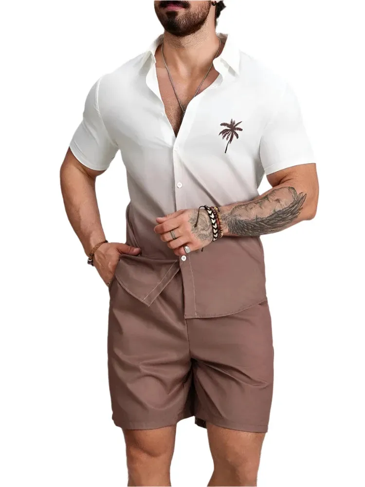 Men's Summer Hawaiian Shirt & Shorts Set – Stylish Short-Sleeve Casual Outfit for Beach Vacations