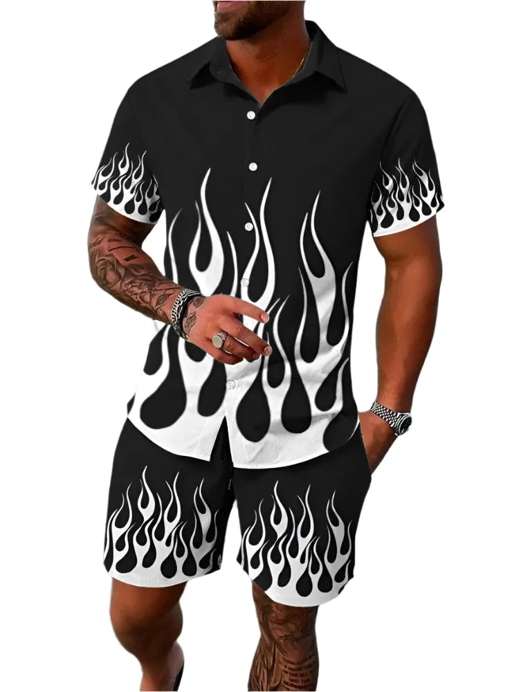 Men's Summer Hawaiian Shirt & Shorts Set – Stylish Short-Sleeve Casual Outfit for Beach Vacations