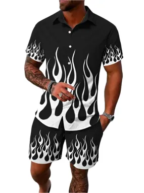 Men's Summer Hawaiian Shirt & Shorts Set – Stylish Short-Sleeve Casual Outfit for Beach Vacations