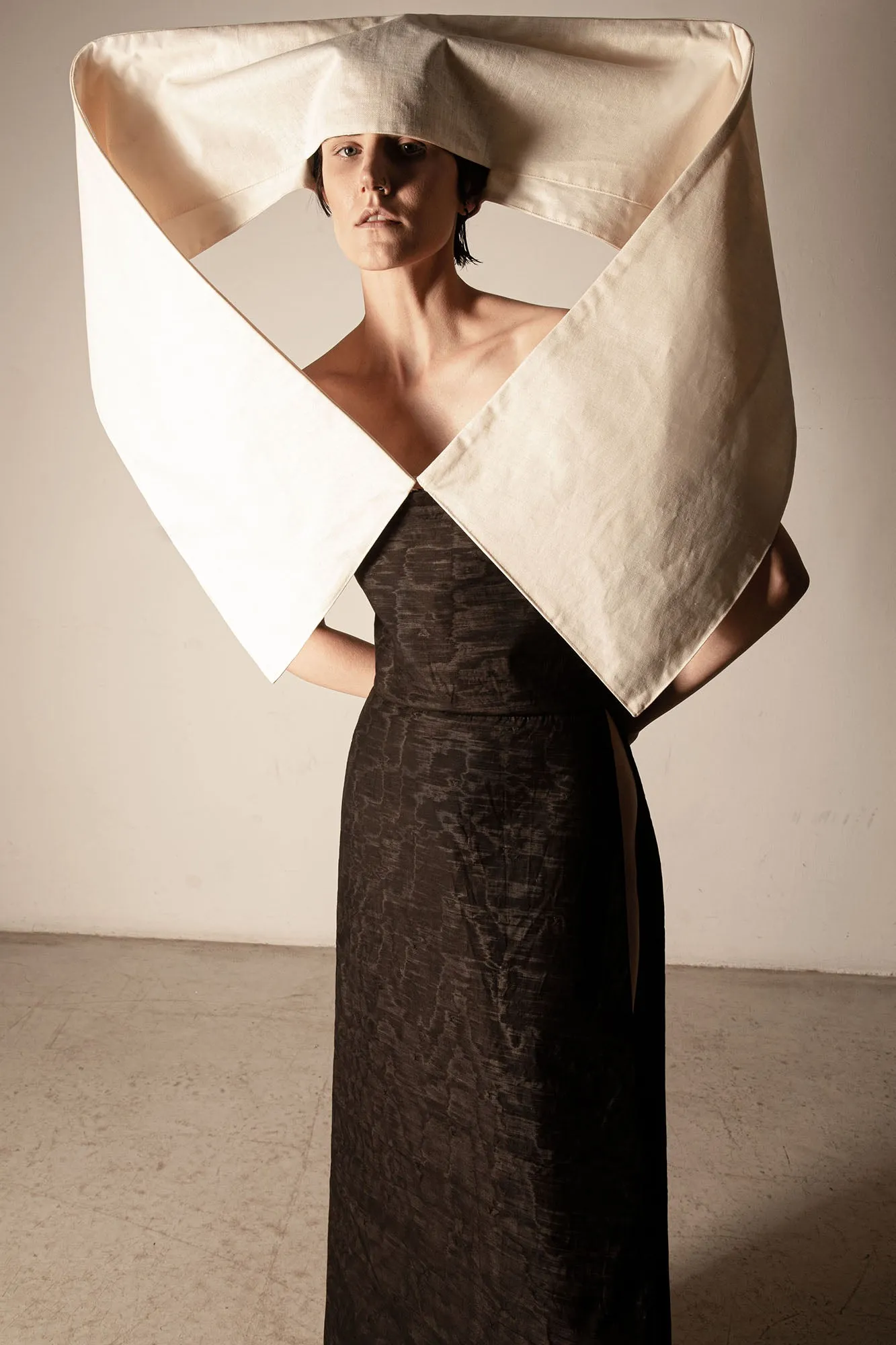 NARRATIVE 4-way transforming piece: dress/headpiece/scarf