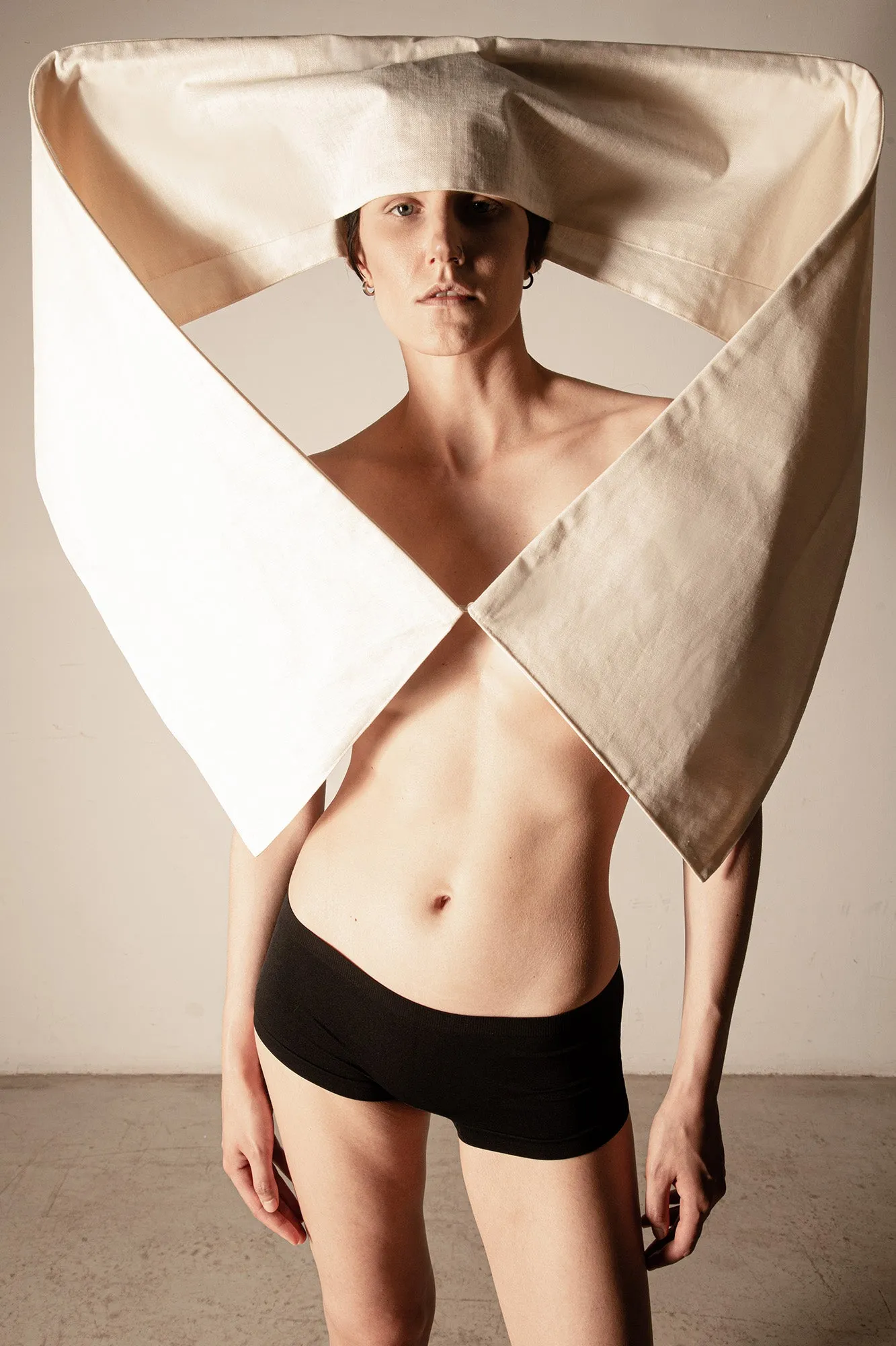 NARRATIVE 4-way transforming piece: dress/headpiece/scarf