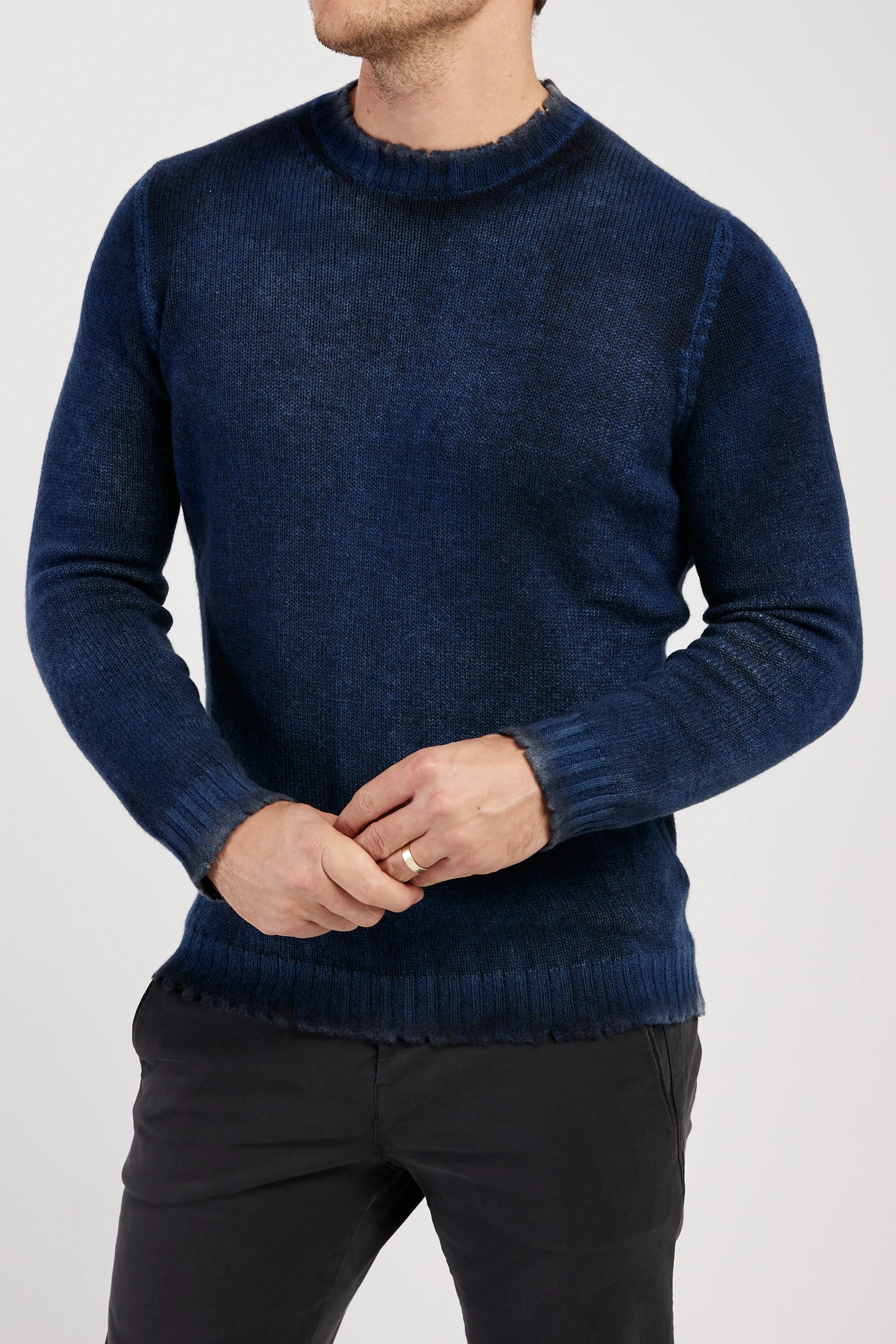 Off Gauge Destroyed Pullover Sweater In Midnight