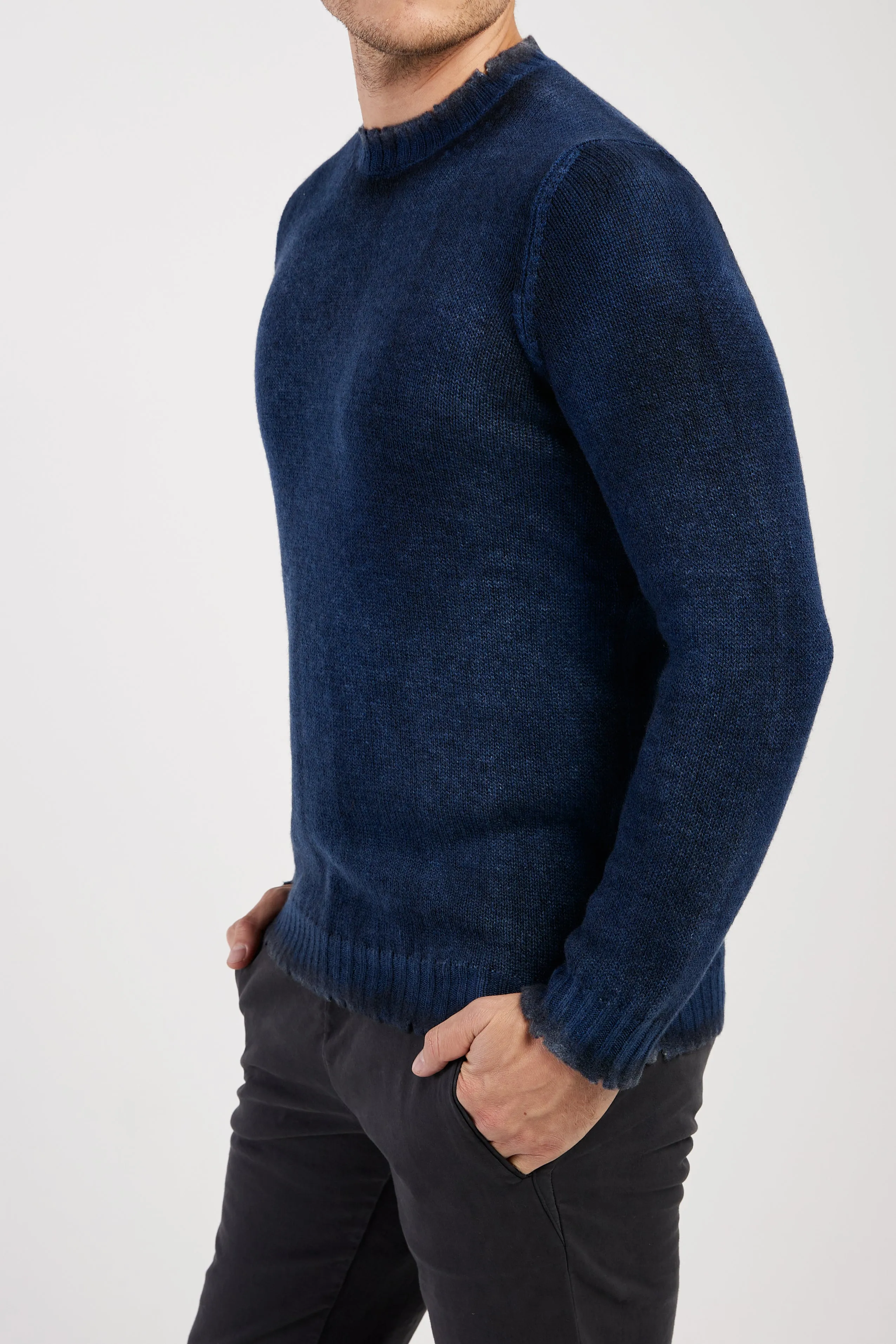 Off Gauge Destroyed Pullover Sweater In Midnight