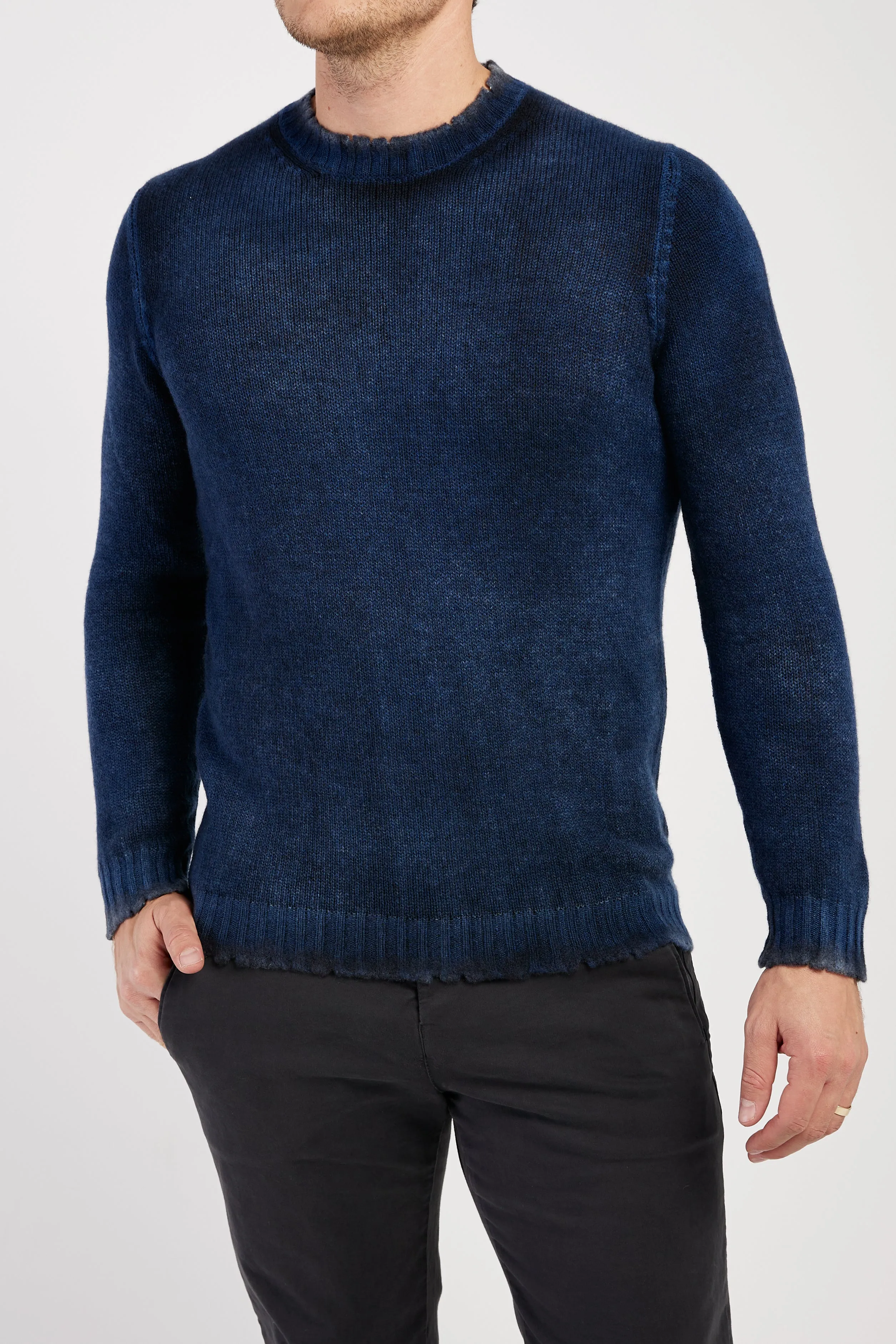 Off Gauge Destroyed Pullover Sweater In Midnight
