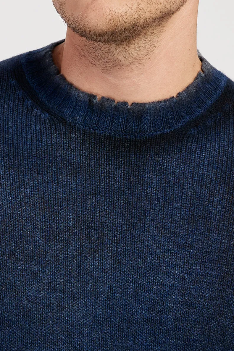 Off Gauge Destroyed Pullover Sweater In Midnight