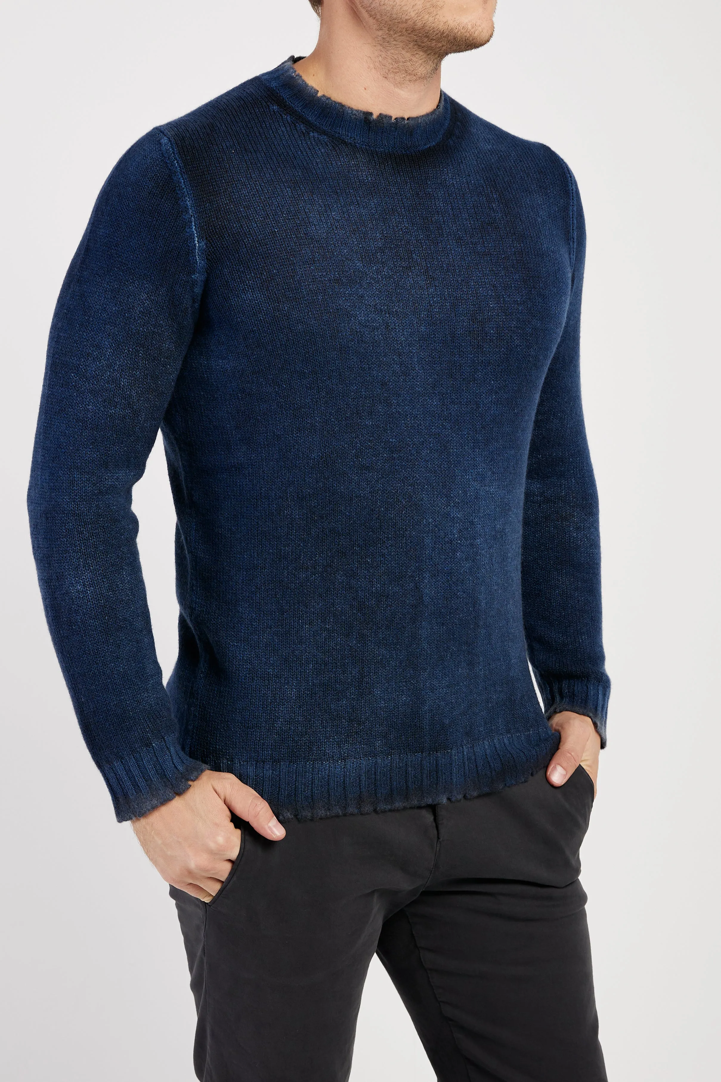 Off Gauge Destroyed Pullover Sweater In Midnight