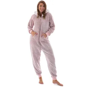 Pink Teddy Fleece Women's Onesie Pajamas X-Large