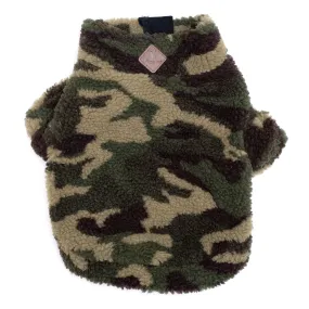 Quarter Zip Fleece Pullover Dog Coat Green Camo