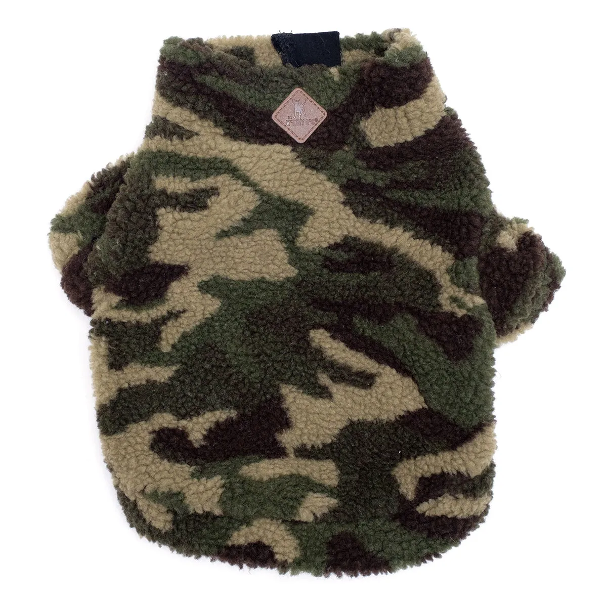 Quarter Zip Fleece Pullover Dog Coat Green Camo