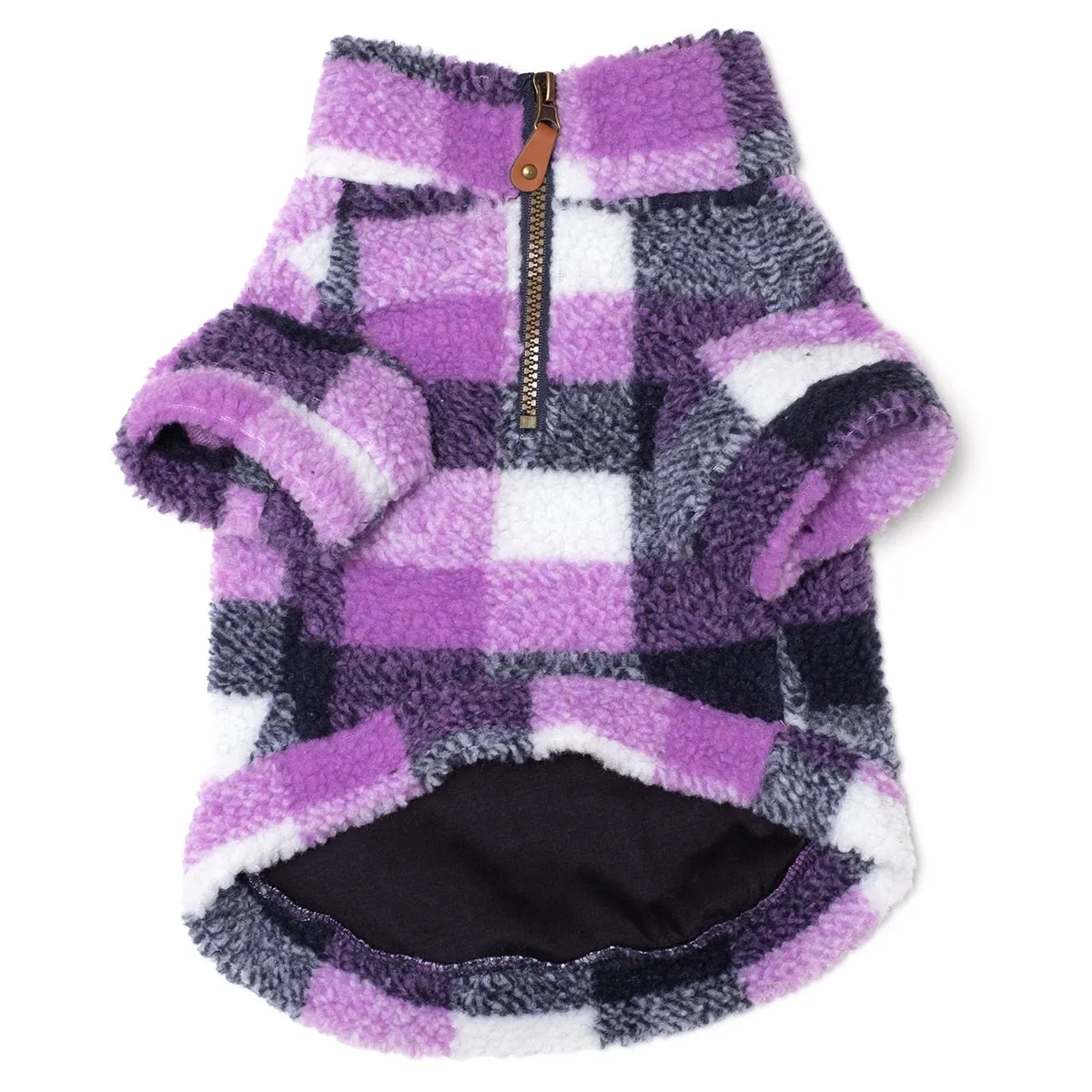 Quarter Zip Fleece Pullover Dog Coat Purple/Navy