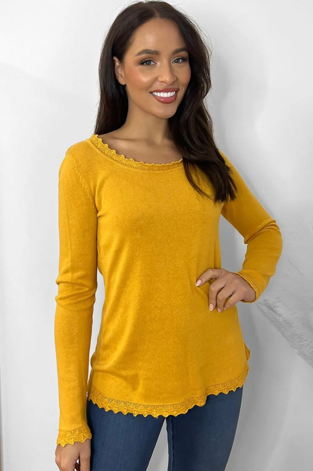 Scallop Scoop Neck Pullover