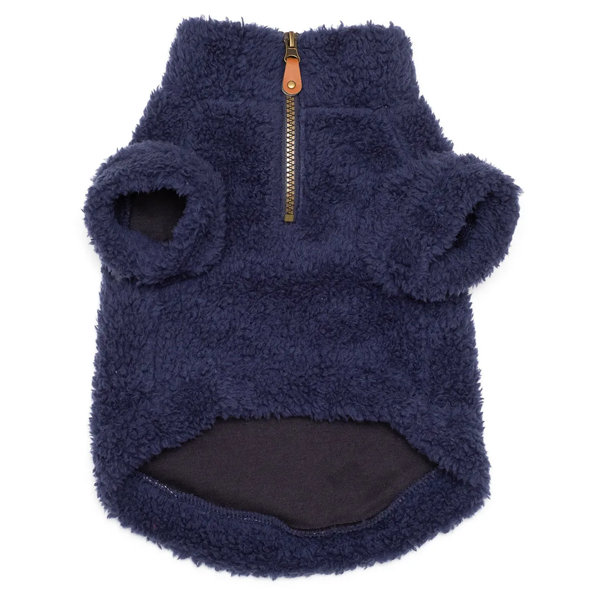 Solid Quarter Zip Fleece Pullover Dog Coat Navy