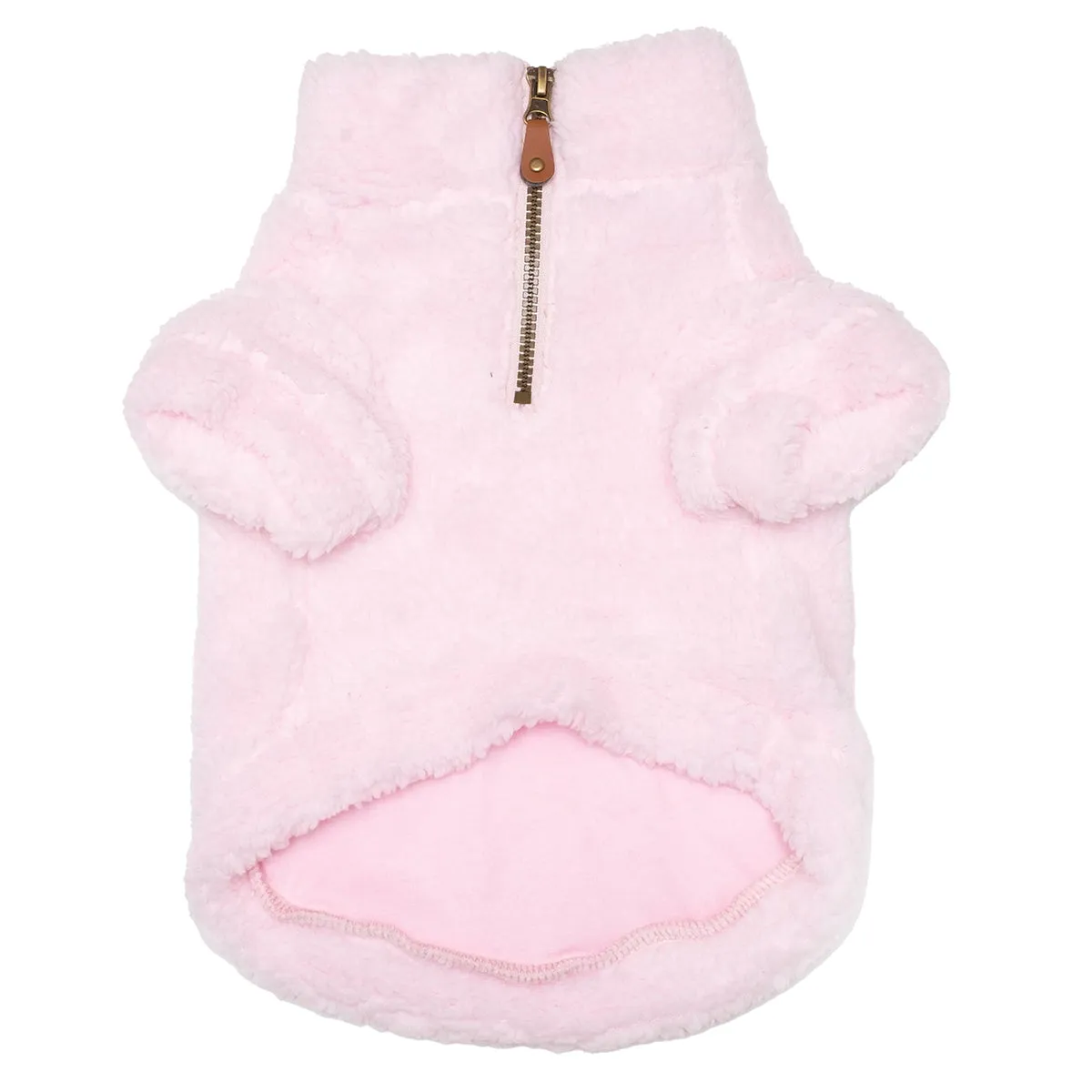 Solid Quarter Zip Fleece Pullover Dog Coat Pink