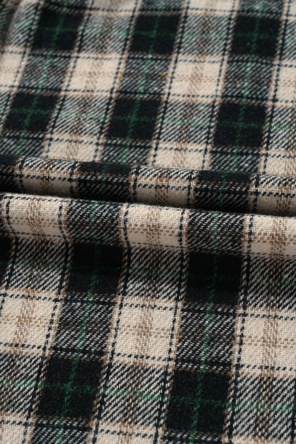 Stylish Plus Size Plaid Mini Dress with Puff Sleeves