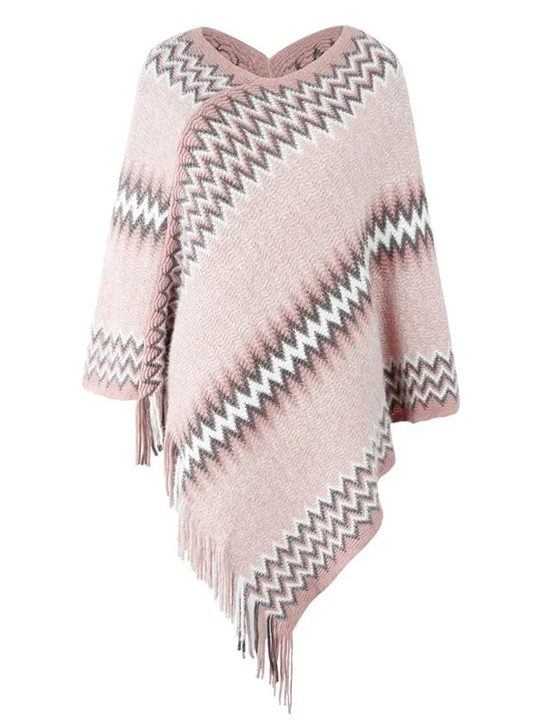 TastyHottie - FRINGE KNIT SWEATER SHAWL CLOAK