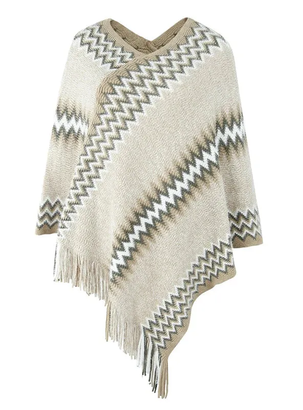 TastyHottie - FRINGE KNIT SWEATER SHAWL CLOAK