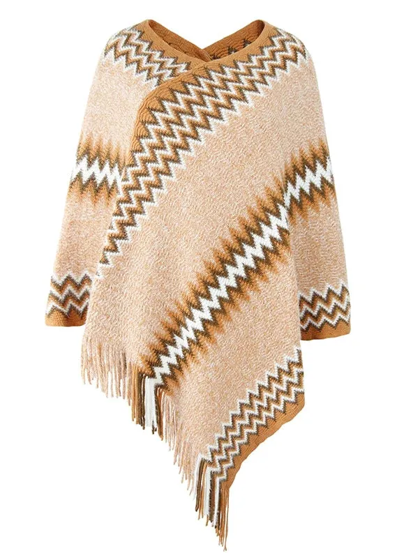 TastyHottie - FRINGE KNIT SWEATER SHAWL CLOAK