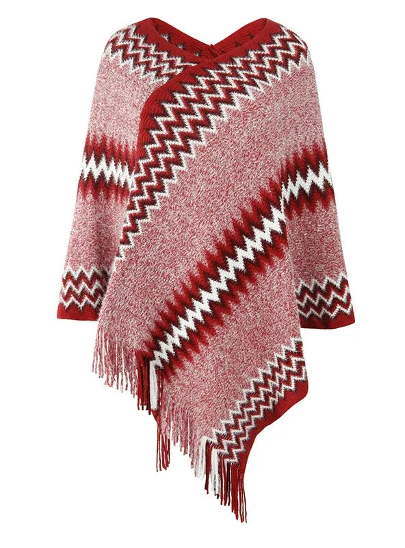 TastyHottie - FRINGE KNIT SWEATER SHAWL CLOAK