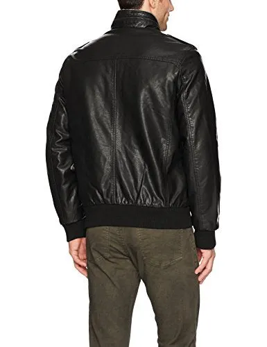 Tommy Hilfiger Men's Vintage Deer Sherpa Aviator Bomber Jacket, Black, Large