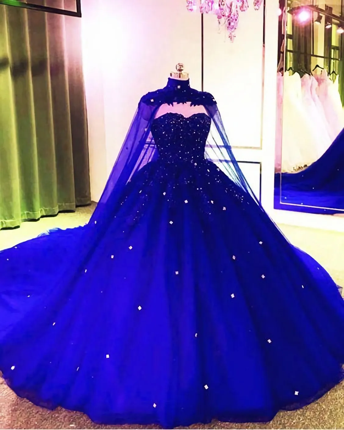 Tulle Ball Gown Wedding Dress With Cape Prom Dresses Evening Dresses