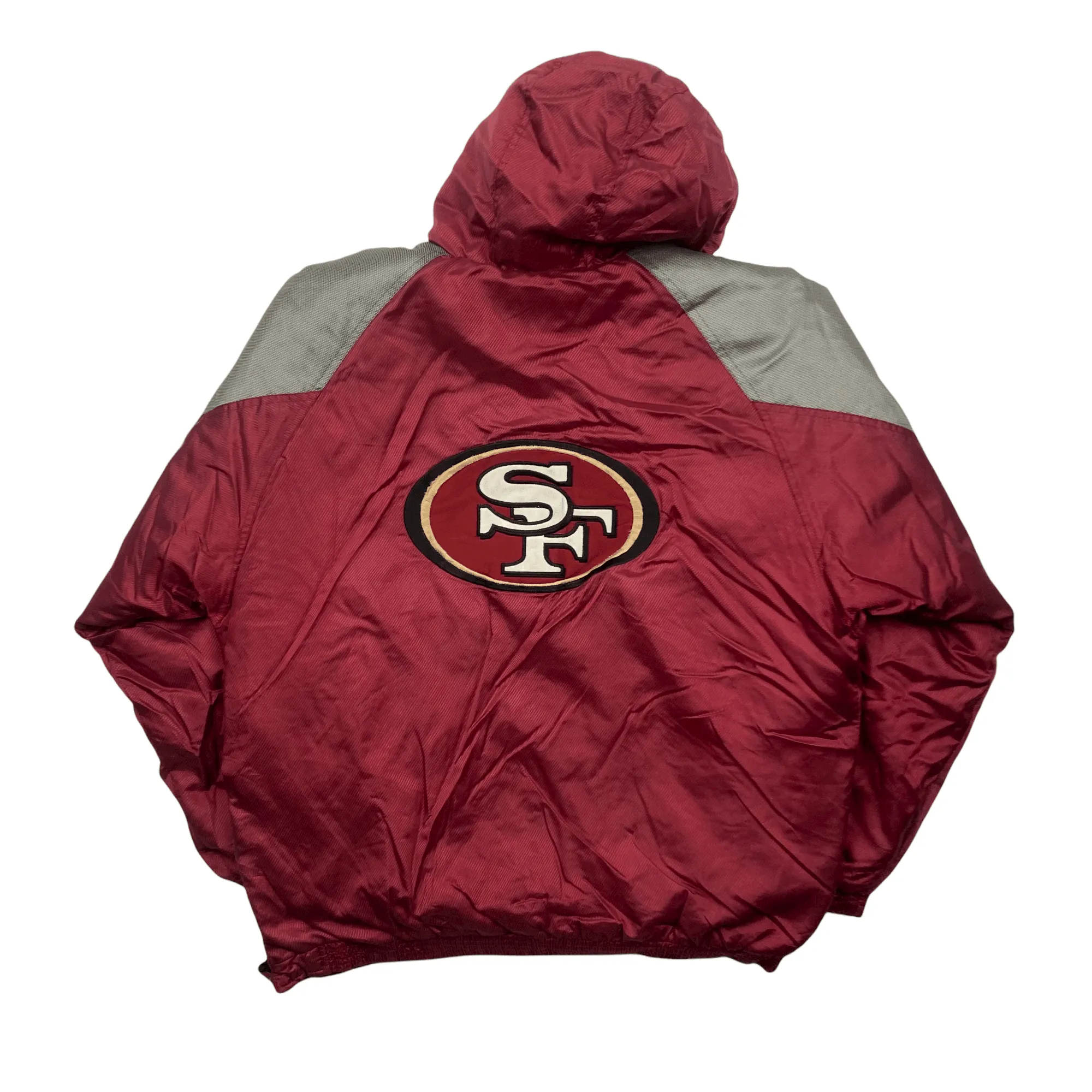 Vintage 90s Burgundy   Grey San Francisco 49ers Quarter Zip Pullover Coat/ Jacket - Extra Large