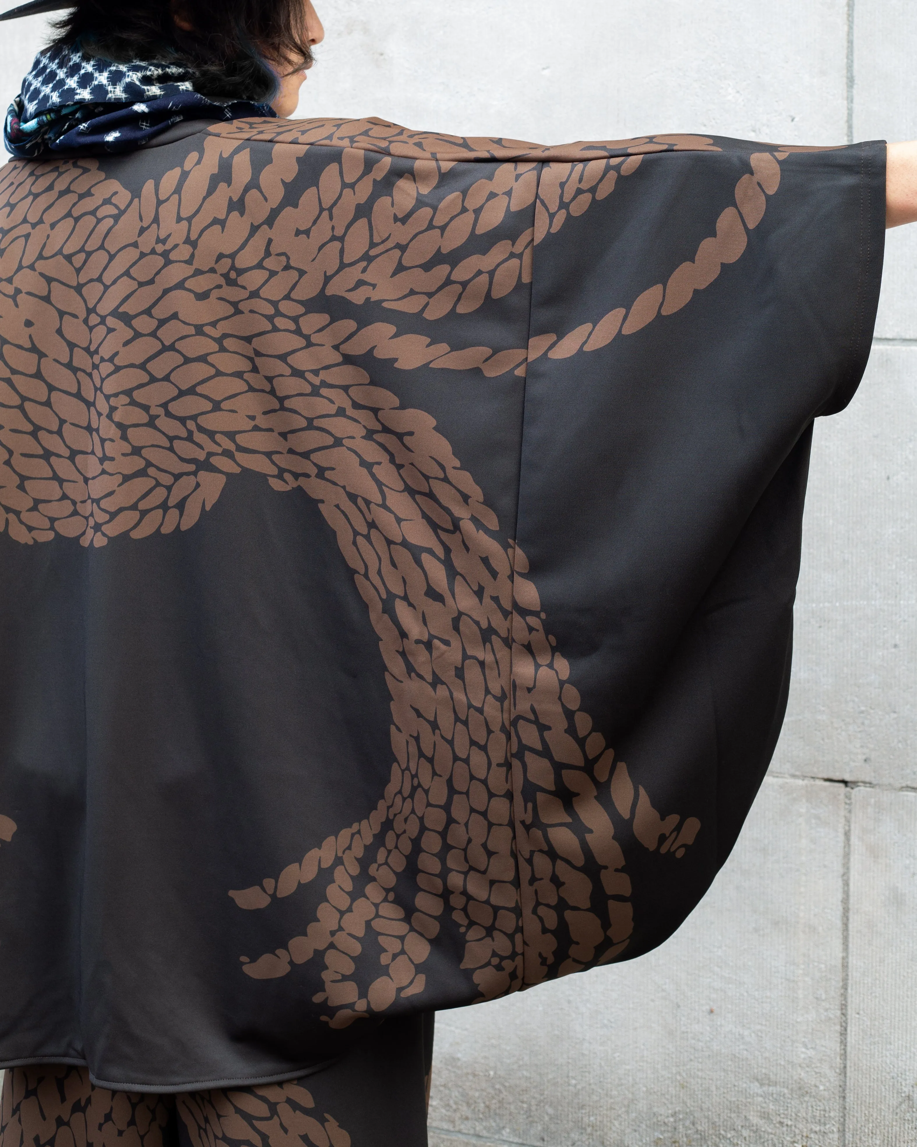 Wa-Modern, Haori, Brown with Light Brown Nawa