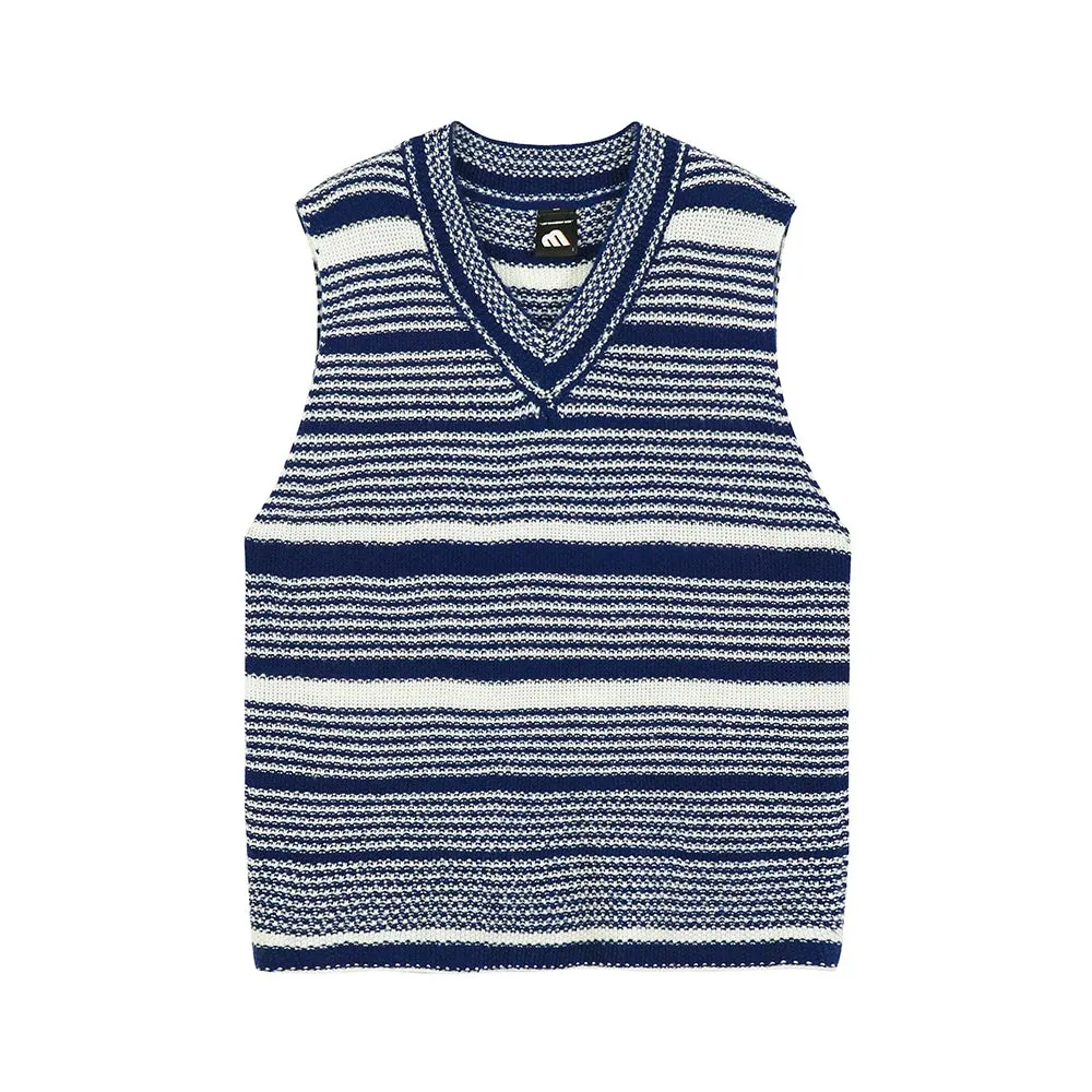 WIAOFELLAS  -  Knitted Vest Sleeveless Sweater Vest Stylish Men's Sleeveless Knitted Sweater Vests Solid Color V-neck Pullover for Spring C142