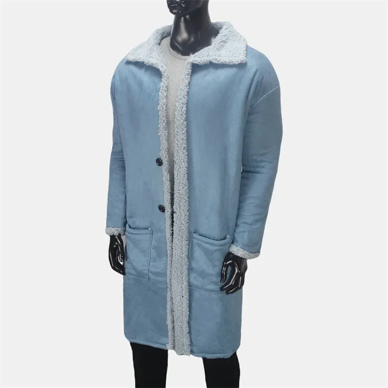 Winter X-lange Mantel männer Verlängert Windjacke Fleece Mäntel Warme Winddicht Kältebeständig Jacke Revers Übergroßen Herren Kleidung S-5XL
