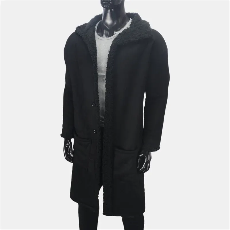 Winter X-lange Mantel männer Verlängert Windjacke Fleece Mäntel Warme Winddicht Kältebeständig Jacke Revers Übergroßen Herren Kleidung S-5XL