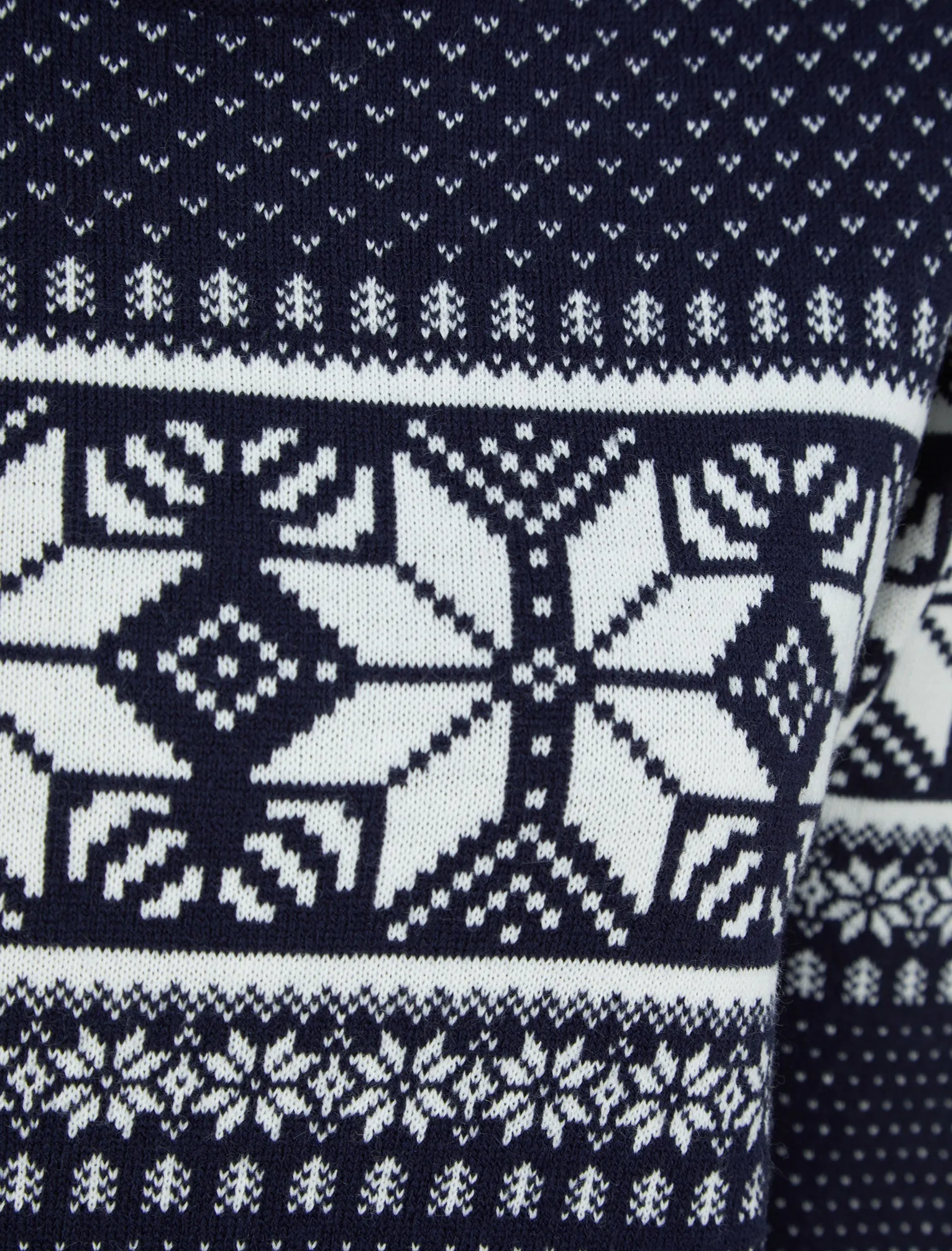 Women's Ice Crystal Jacquard Nordic Fairisle Novelty Christmas Jumper in Ink - Merry Christmas