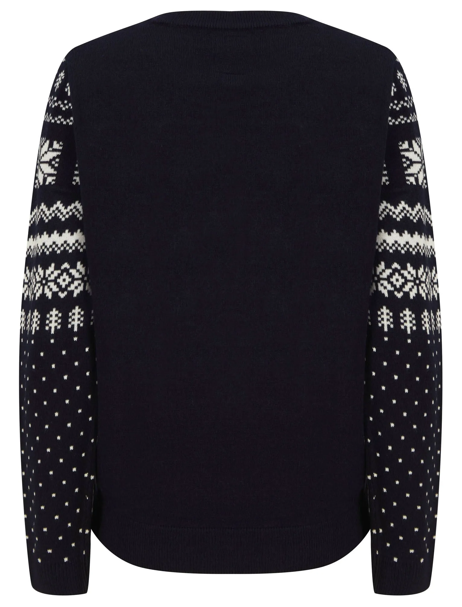 Women’s Lapland Jacquard Nordic Fairisle Novelty Christmas Jumper in Ink - Merry Christmas