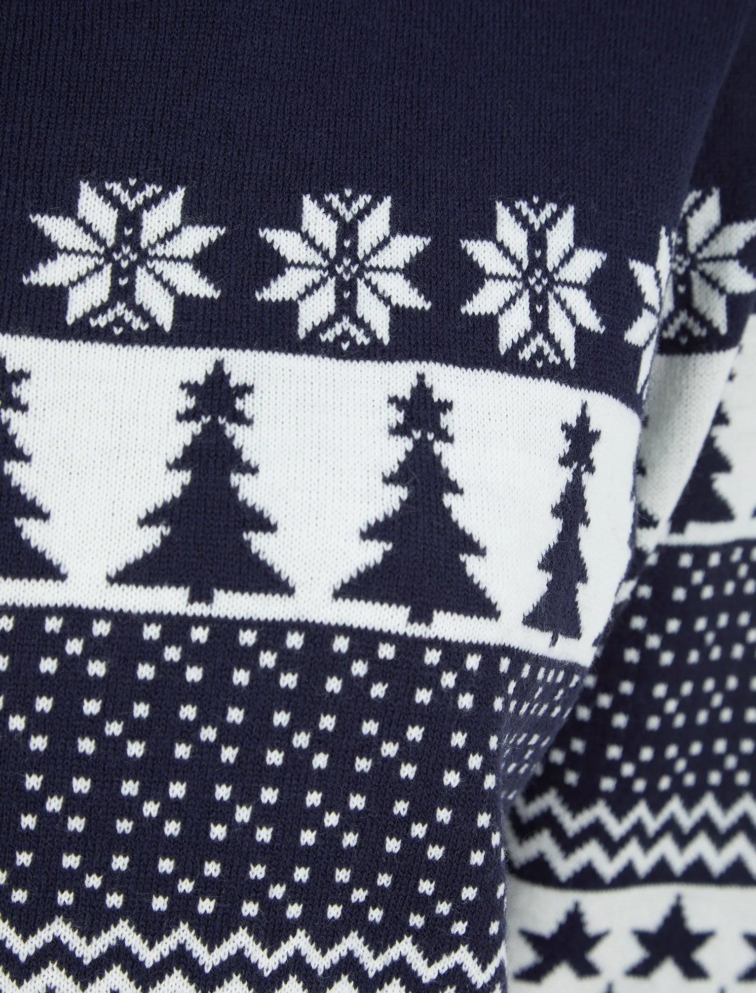 Women's Xmas Tree Jacquard Nordic Fairisle Novelty Christmas Jumper in Ink - Merry Christmas
